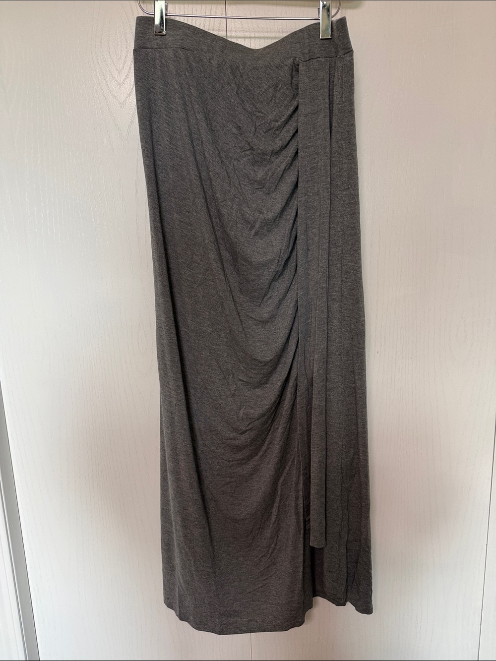Kismet Charcoal Gray Ruched Maxi Skirt